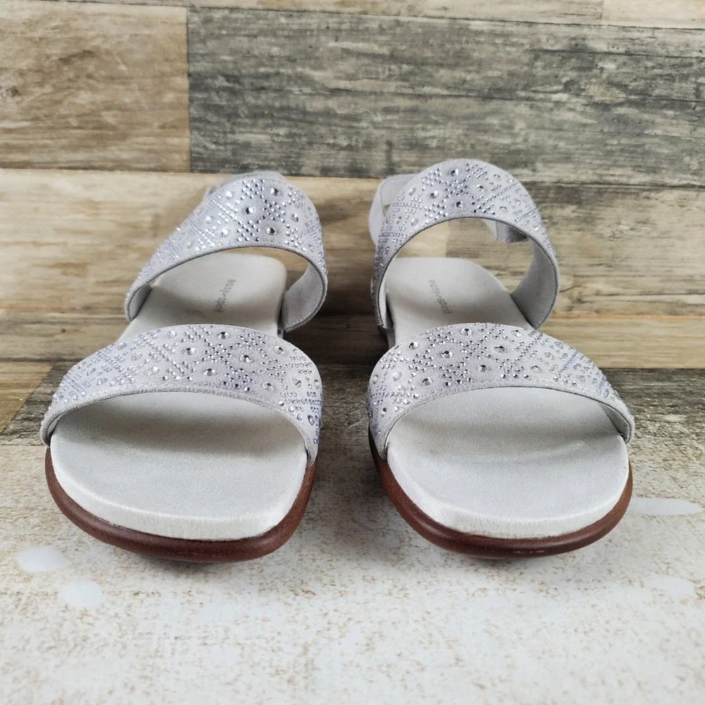 Easy Spirit Haisley Womens Sandal Sz 8.5 W Silver Shimmer Slingback Round Toe